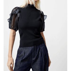 French Connection Kristine Organza Short Sleeve Top